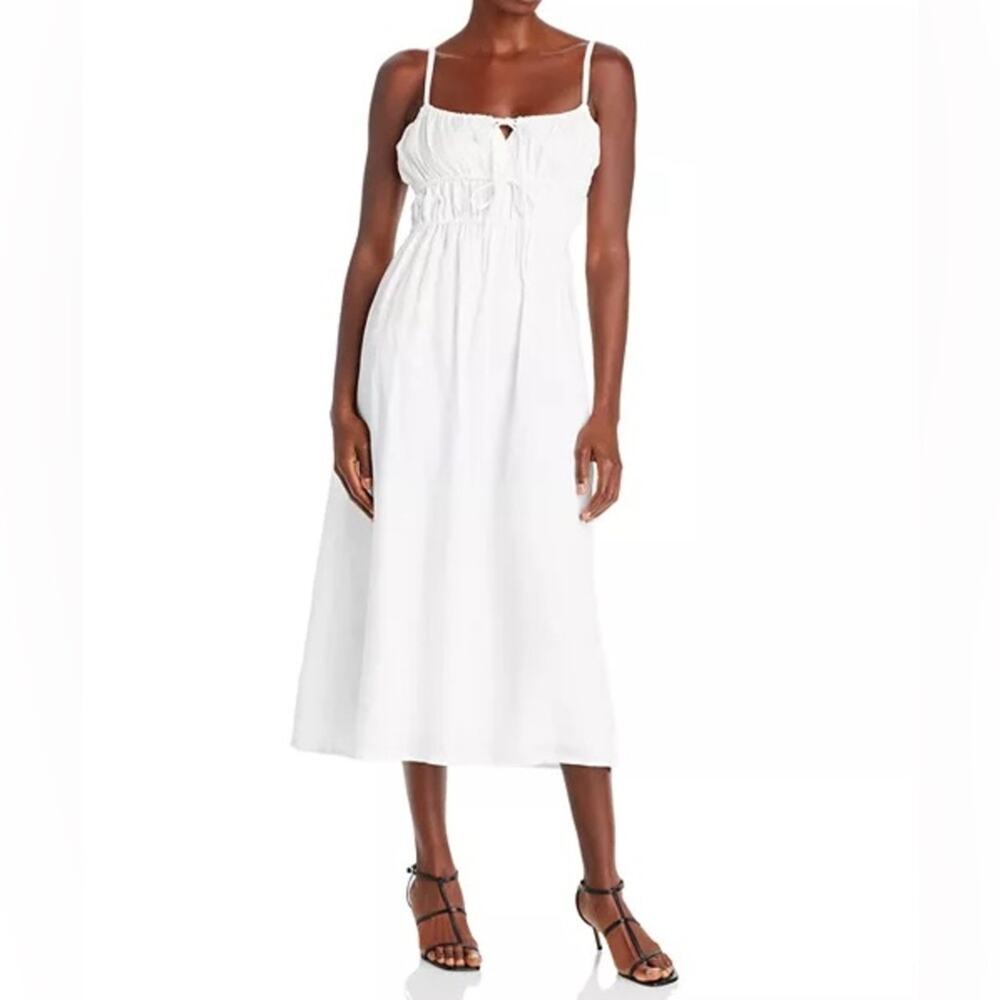 Faithfull the Brand Francesca Midi Dress Plain White Women’s Sz XS